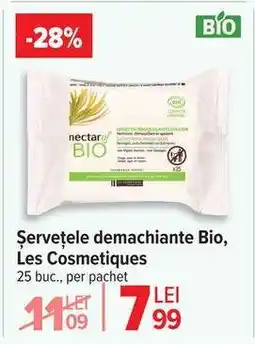 Carrefour Șervețele demachiante Bio, Les Cosmetiques Ofertă
