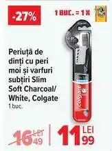 Carrefour Periuță de dinți Slim Soft Charcoal/White, Colgate Ofertă
