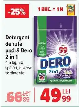 Carrefour Detergent de rufe pudră Dero 2 in 1 Ofertă