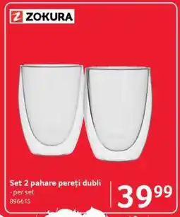 Selgros Set 2 pahare pereți dubli Ofertă