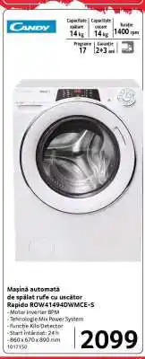Selgros Mașină automată de spălat rufe cu uscător Rapido ROW41494DWMCE-S Ofertă