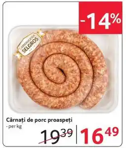 Selgros Cârnați de porc proaspeți Ofertă