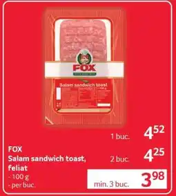 Selgros Fox Salam Sandwich Toast Feliat Ofertă