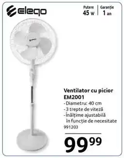 Selgros Ventilator cu picior EM2001 Ofertă