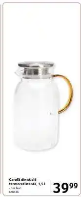 Selgros Carafă din sticlă termorezistentă, 1,5 l Ofertă