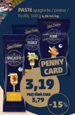 Penny PASTE spaghetti / penne / fusilli Ofertă