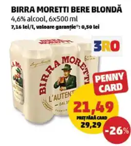 Penny BIRRA MORETTI Bere blondă Ofertă
