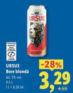 Lidl URSUS Bere blondă Ofertă