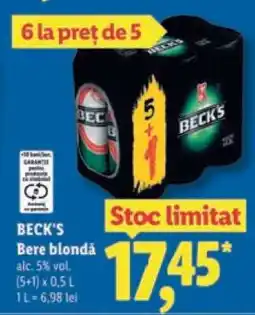 Lidl BECK‘S Bere blondă Ofertă