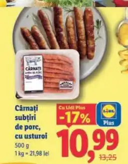 Lidl Cârnați subțiri de porc, cu usturoi Ofertă
