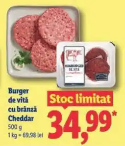 Lidl Burger de vită cu brânză Cheddar Ofertă