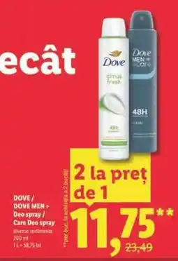Lidl DOVE / DOVE MEN + Deo spray / Care Deo spray Ofertă