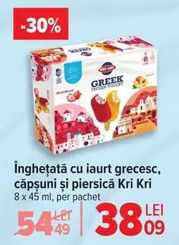 Carrefour Înghețată cu iaurt grecesc, căpșuni și piersică Kri Kri Ofertă