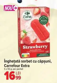 Carrefour Înghețată sorbet cu căpșuni, Carrefour Extra Ofertă