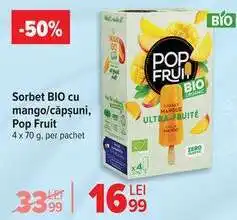 Carrefour Sorbet BIO cu mango/căpșuni, Pop Fruit Ofertă