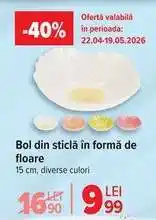 Carrefour Bol din sticlă în formă de floare Ofertă