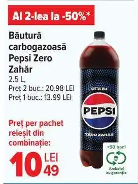 Băutură carbogazoasă Pepsi zero zahăr