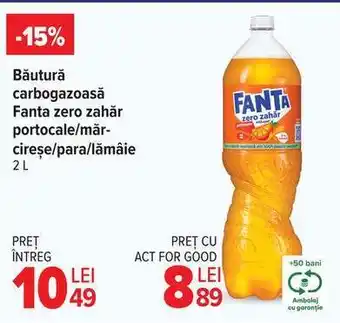 Băutură carbogazoasă Fanta zero zahăr portocale/măr-cireșe/para/lămâie