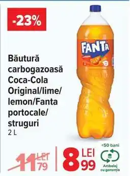Carrefour Băutură carbogazoasă Coca-Cola Original/lime/lemon/Fanta portocale/struguri Ofertă