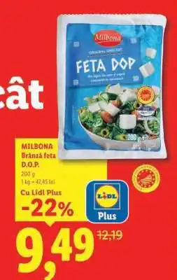 Lidl Milbona Brânză Feta D.O.P Ofertă
