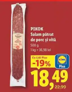 Lidl PIKOK Salam pătrat de porc și vită Ofertă