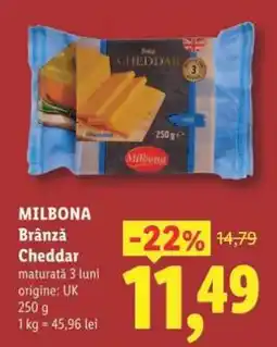 Lidl Milbona Brânză Cheddar Ofertă