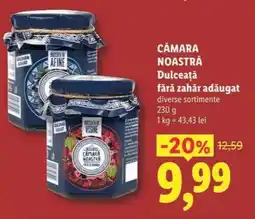 Lidl Cămara Noastră Dulceață fără zahăr adăugat Ofertă