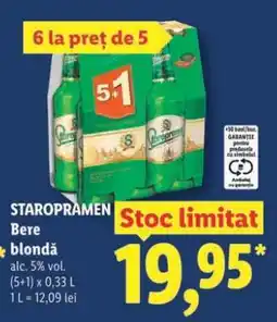 Lidl STAROPRAMEN Bere blondă Ofertă