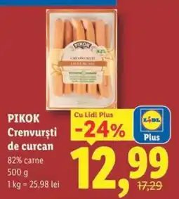 Lidl Pikok Crenvurști de curcan Ofertă