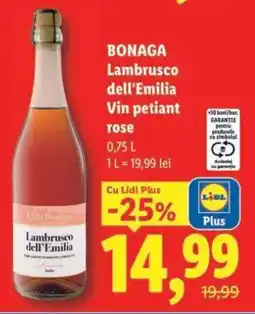 Lidl Bonaga Lambrusco dell’Emilia Vin petiant rose Ofertă