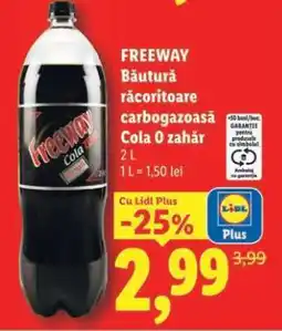 Lidl FREEWAY Băutură răcoritoare carbogazoasă Cola 0 zahăr Ofertă