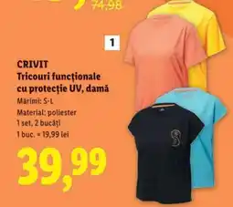Lidl CRIVIT Tricouri funcționale cu protecție UV, damă Ofertă
