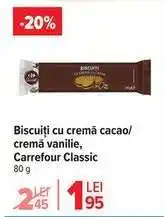 Carrefour Biscuiți cu cremă cacao/cremă vanilie, Carrefour Classic Ofertă