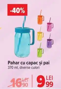 Carrefour Pahar cu capac și pai Ofertă