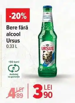 Carrefour Bere fără alcool Ursus 0.33 L Ofertă