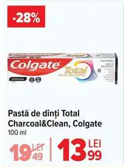 Carrefour Pastă de dinți Total Charcoal&Clean, Colgate Ofertă