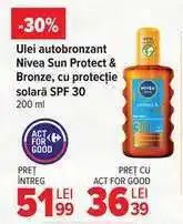Carrefour Ulei autobronzant Nivea Sun Protect & Bronze, cu protecție solară SPF 30 Ofertă