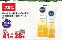 Carrefour Cremă de față Nivea Sun Q10, cu protecție solară SPF 50 Ofertă