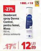 Carrefour Deodorant spray Derma Control, pentru femei, Nivea Ofertă