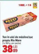 Carrefour Ton în ulei de măsline/suc propriu Rio Mare Ofertă
