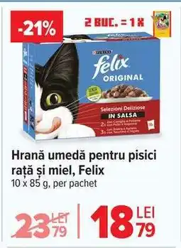 Carrefour Hrană umedă pentru pisici rață și miel, Felix Ofertă