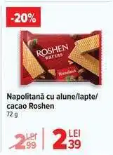 Carrefour Napolitană cu alune/lapte/cacao Roshen Ofertă