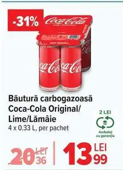 Carrefour Băutură carbogazoasă Coca-Cola Original/Lime/Lămâie Ofertă