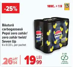 Carrefour Băutură carbogazoasă Pepsi zero zahăr/zero zahăr twist/Seven Up Ofertă