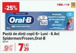 Carrefour Pastă de dinți copii 6+ Luni - 6 Ani Spiderman/Frozen, Oral-B Ofertă