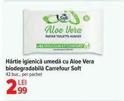 Carrefour Hârtie igienică umedă cu Aloe Vera biodegradabilă Carrefour Soft Ofertă
