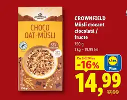Lidl CROWNFIELD Müsli crocant ciocolată / fructe Ofertă