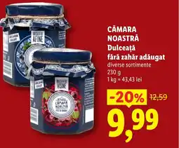 Lidl CĂMARA NOASTRĂ Dulceaţă fără zahăr adăugat Ofertă