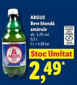 Lidl ARGUS Bere blondă amăruie Ofertă