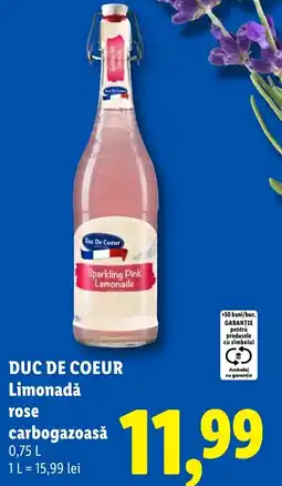 Lidl DUC DE COEUR Limonadǎ rose carbogazoasă Ofertă
